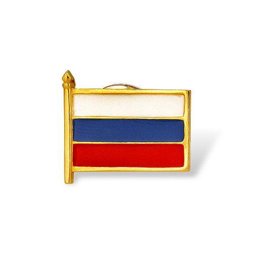 45601, Значок "Российский флаг", серебро 925, позолота